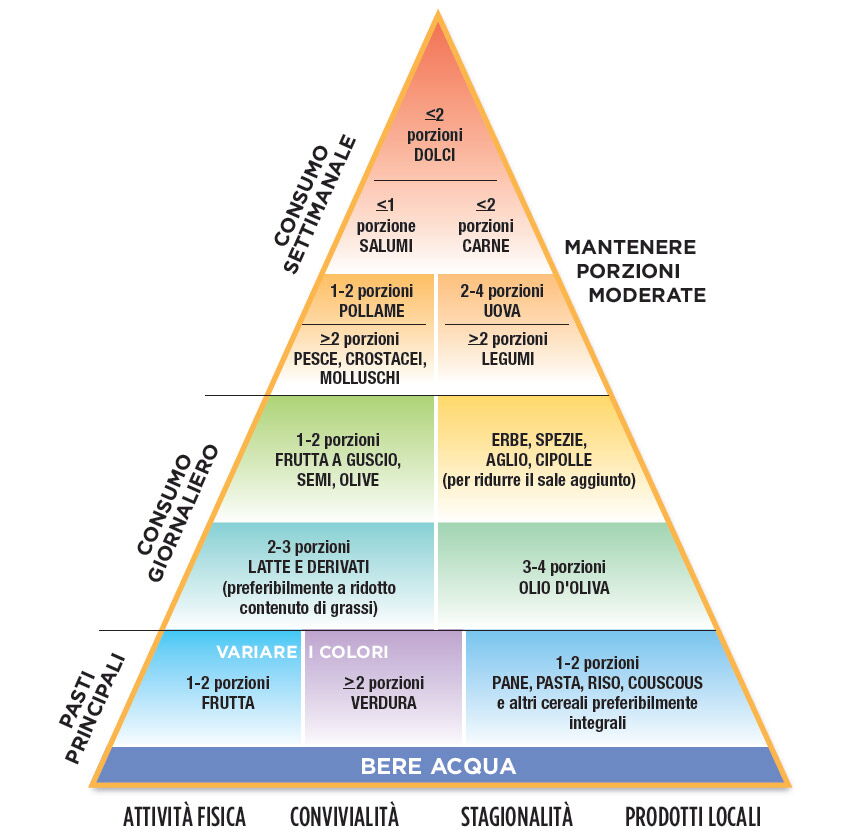 Piramide alimentare per la popolazione adulta (18-65 anni)