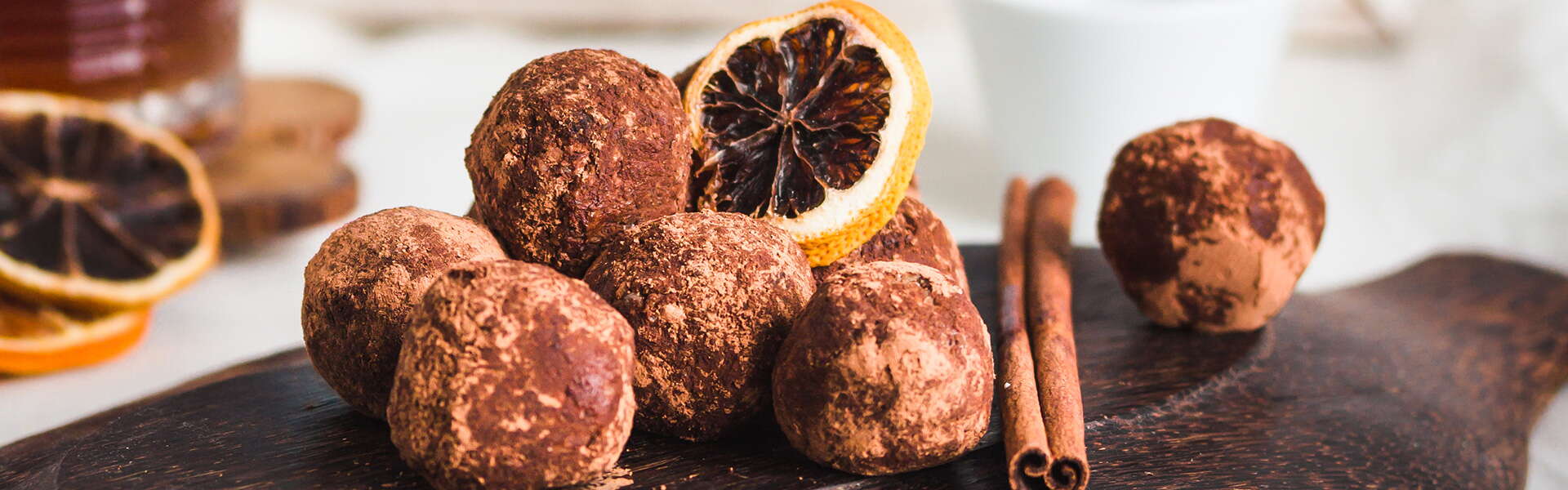 Bran's truffles flavored with orange and cinnamon