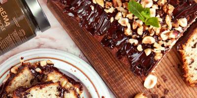 Soft plum cake with dried fruit and chocolate