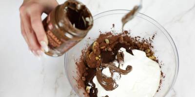 Chocolate and pistachio salami eggs and butter free with hazelnut cream