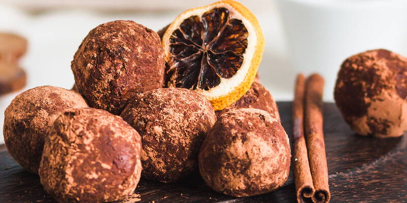 Bran's truffles flavored with orange and cinnamon
